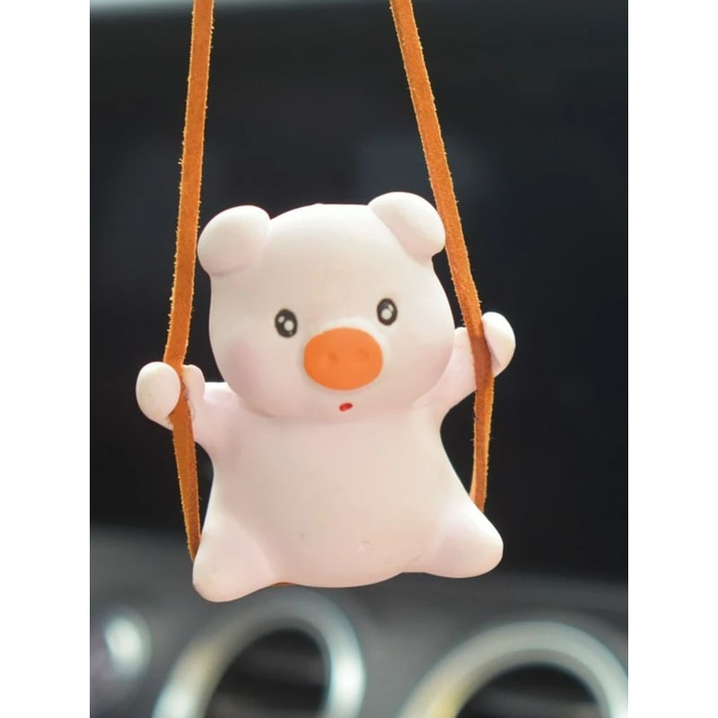 Adorable Pink Swing Pig Rearview Mirror Pendant 7