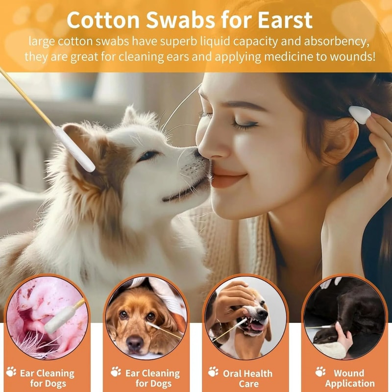 6inch Bamboo Long Cotton Swabs For Pets 3