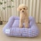 CloudSoft Macaron Plaid Dog Cushion Breathable AntiSlip Pet Bed 0