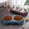 Diamond Pattern Stainless Steel Double Bowl NonSlip Elevated Pet Feeder 4