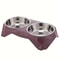 Diamond Pattern Stainless Steel Double Bowl NonSlip Elevated Pet Feeder 7