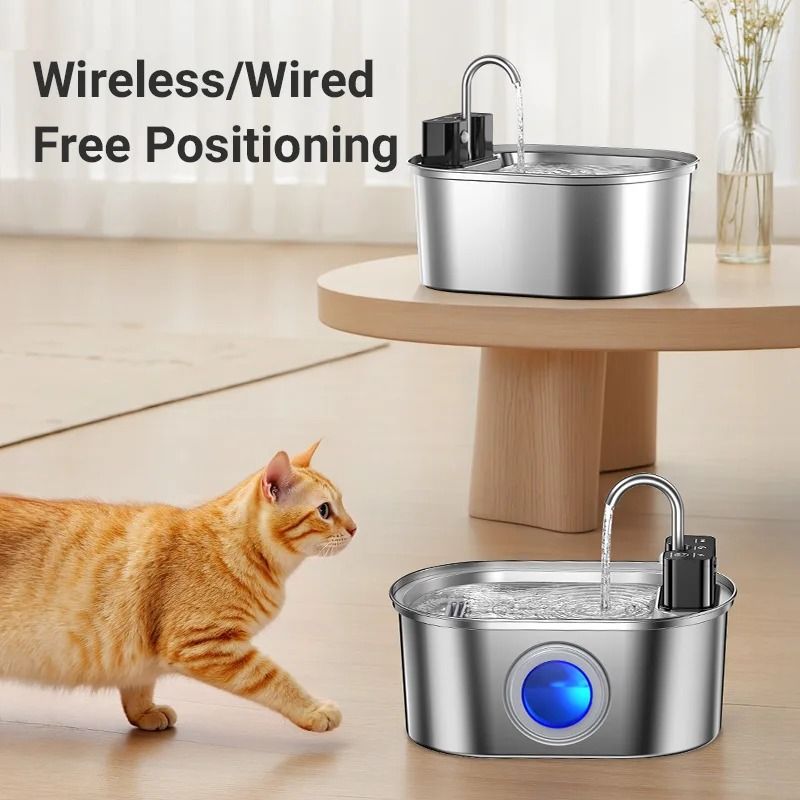 32L Wireless Sensor Pet Water Fountain Stainless Steel Automatic Drinking Station 2