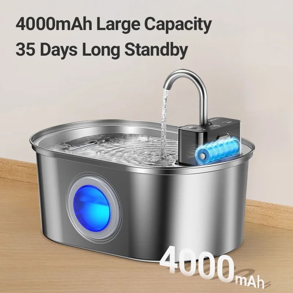 32L Wireless Sensor Pet Water Fountain Stainless Steel Automatic Drinking Station 3