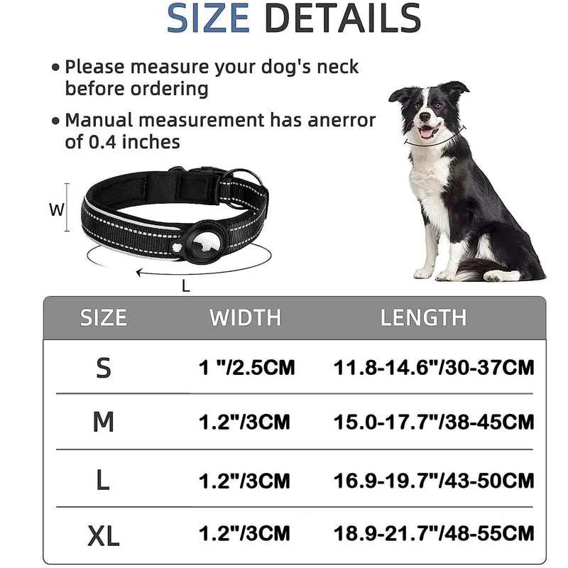 Reflective AirTag GPS Tracking Dog Collar Waterproof AntiLost Security 2