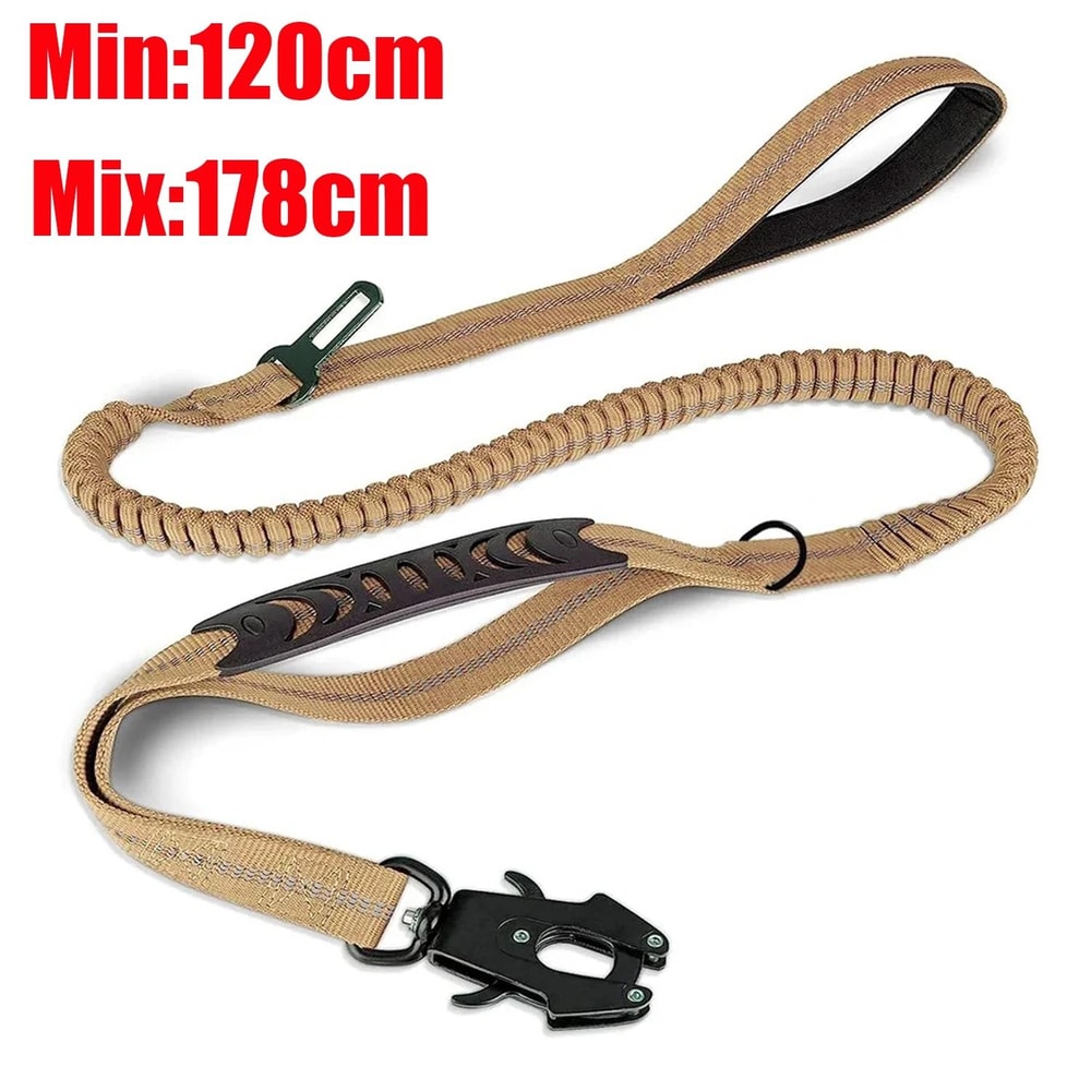HeavyDuty Tactical Bungee Dog Leash Reflective Shock Absorbing Lead With Car Seatbelt 9