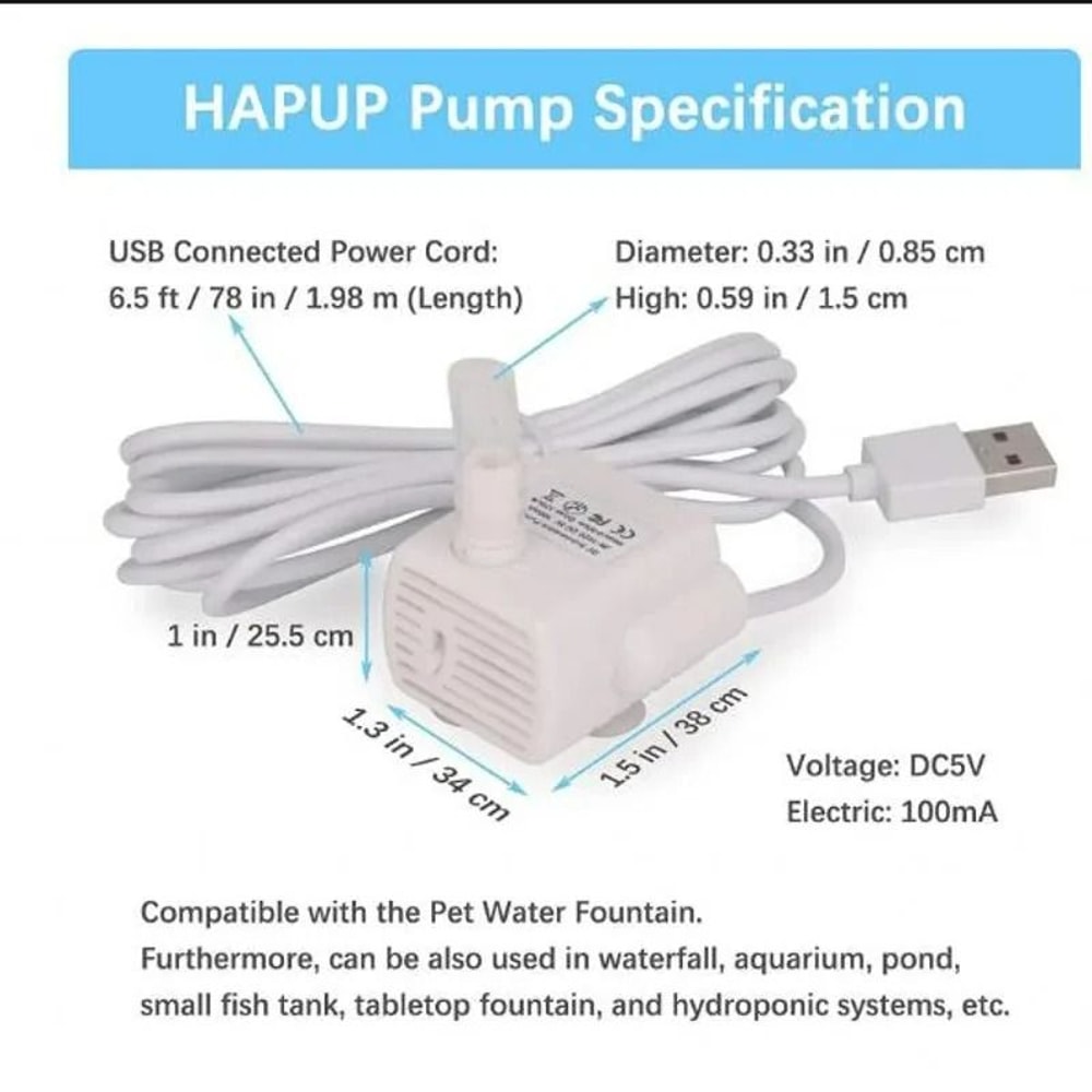 Silent Replacement Water Pump AntiDry Burning Motor For Pet Fountains 2