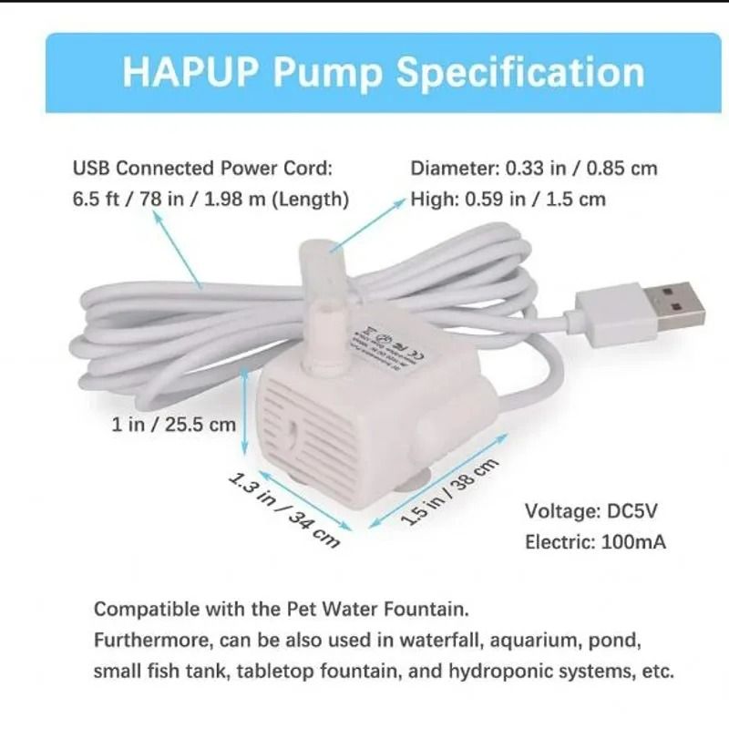 Silent Replacement Water Pump AntiDry Burning Motor For Pet Fountains 2