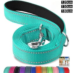 reflective safety dog leash – heavy-duty padded traction lead for night walking