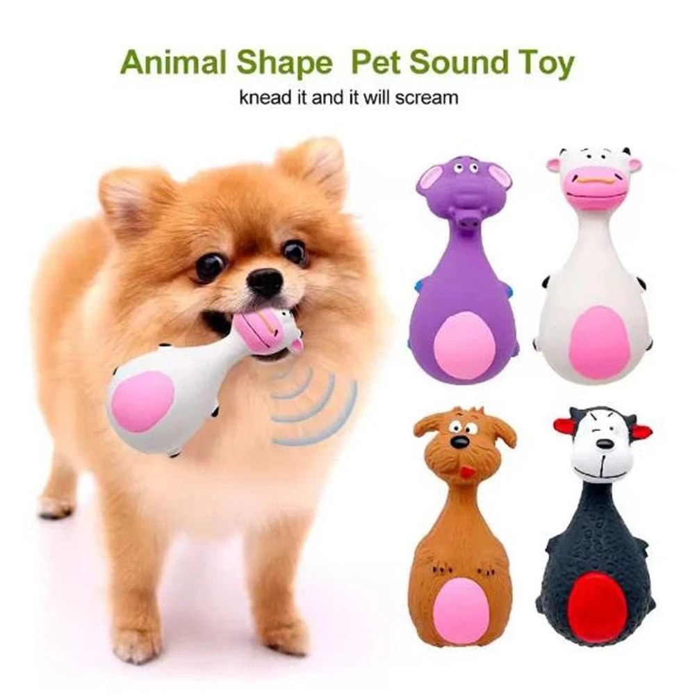 Durable Rubber Squeaky Animal Toy BiteResistant Interactive Elephant Cow 0