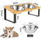 Ergonomic Elevated Wooden Feeder 15 Tilted Raised Pet Bowl Stand 2