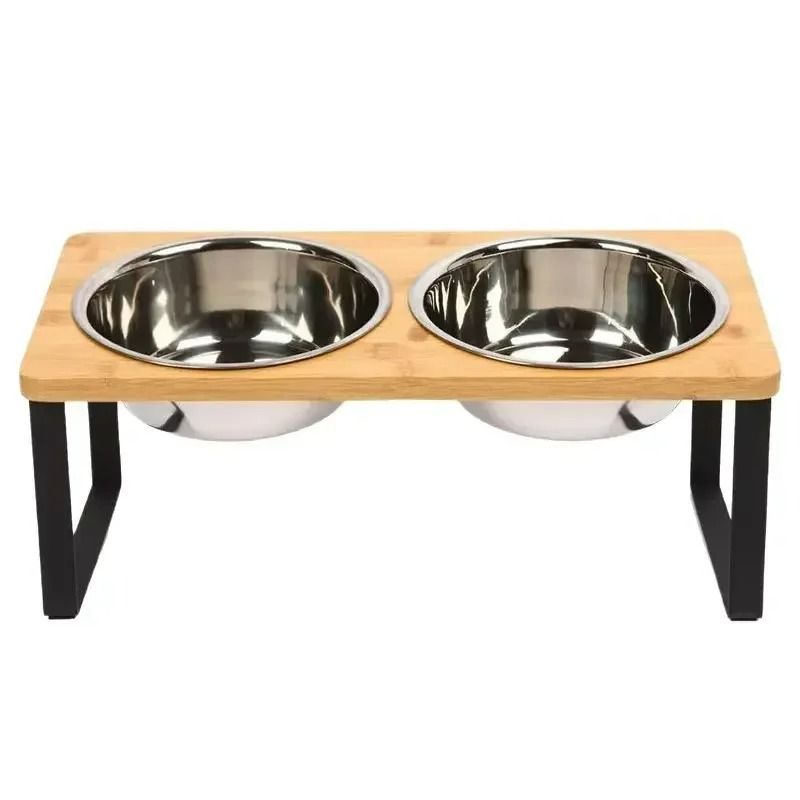 Ergonomic Elevated Wooden Feeder 15 Tilted Raised Pet Bowl Stand 7