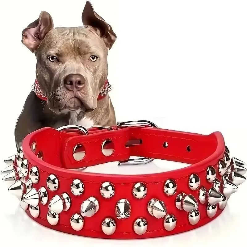 Punk Rivet Studded Dog Collar Adjustable PU Leather Spike Neck Strap 8
