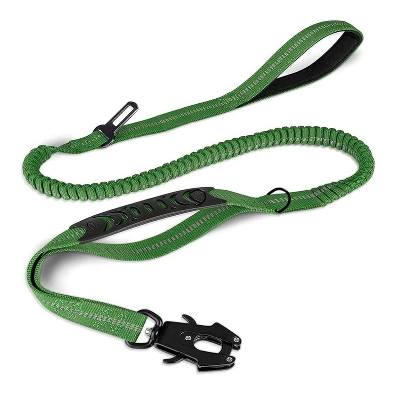 Elite HeavyDuty Tactical Bungee Dog Leash Reflective Shock Absorbing Lead With Car Seatbelt 8