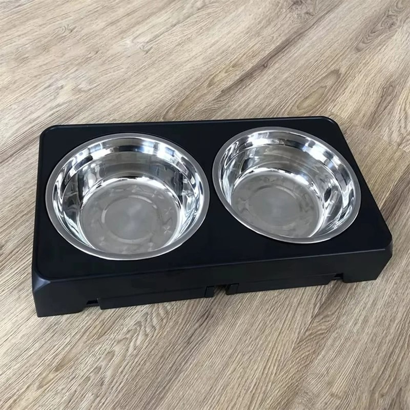 Adjustable Elevated Dog Feeder MultiHeight Raised Stand With Double Stainless Steel Bowls 3