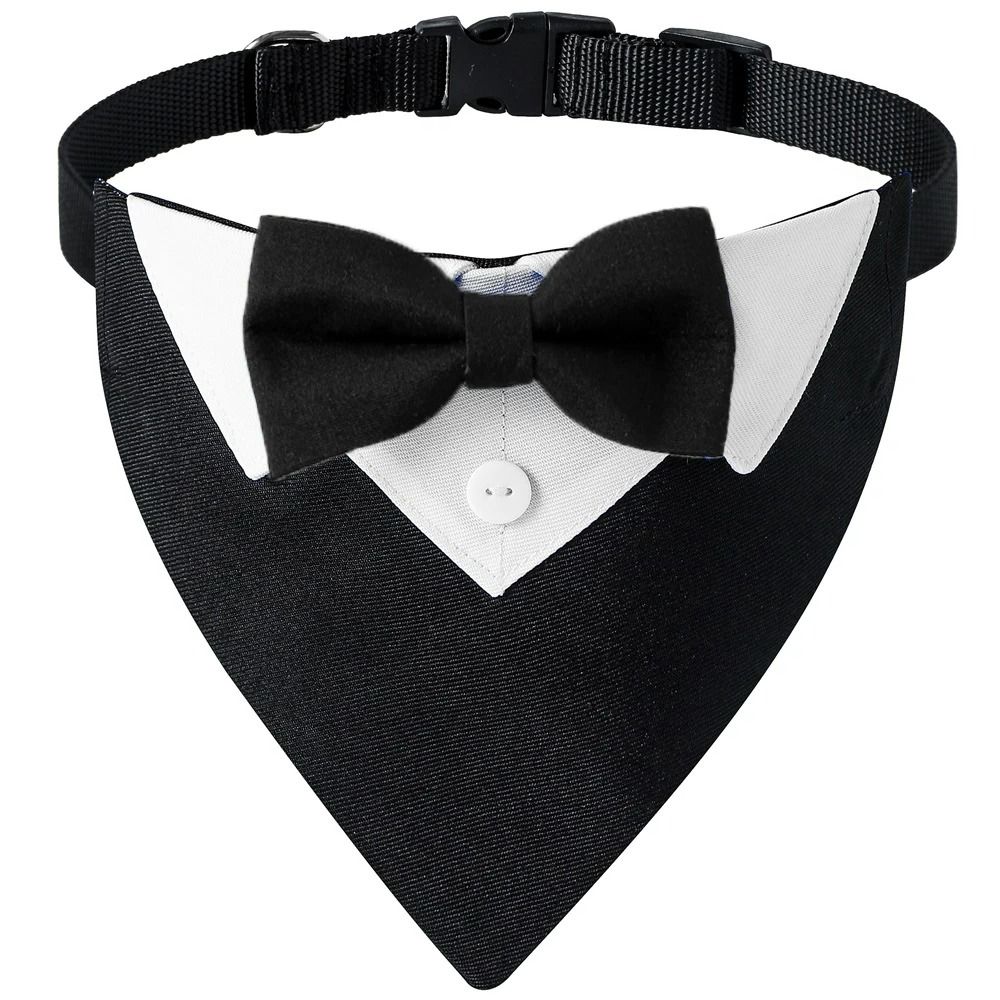 Formal Bow Tie Dog Tuxedo Bandana Adjustable Wedding Party Triangle Scarf 9