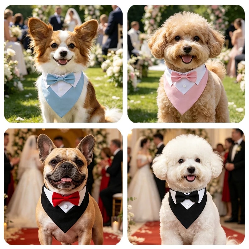 Formal Bow Tie Dog Tuxedo Bandana Adjustable Wedding Party Triangle Scarf 2