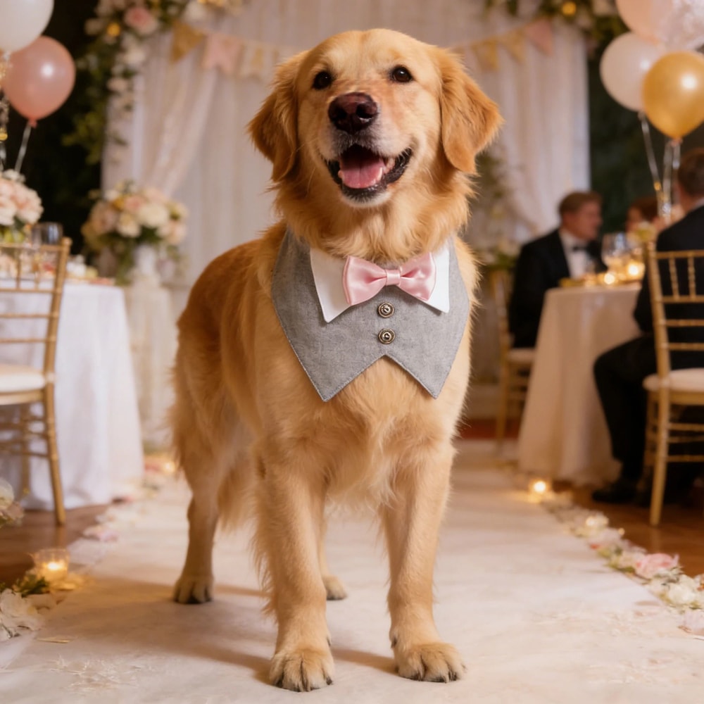 Premium Dog Tuxedo Bandana Formal Wedding Party Bow Tie Collar 4