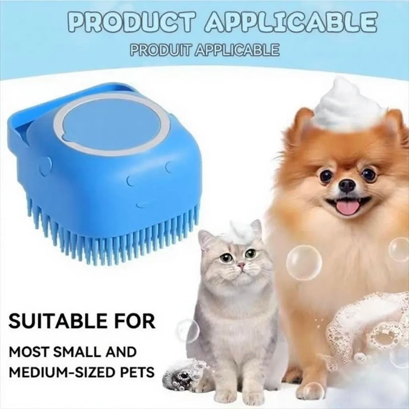 2in1 Silicone Pet Massage Shower Brush Builtin Shampoo Dispenser Detangling Scrubber 5