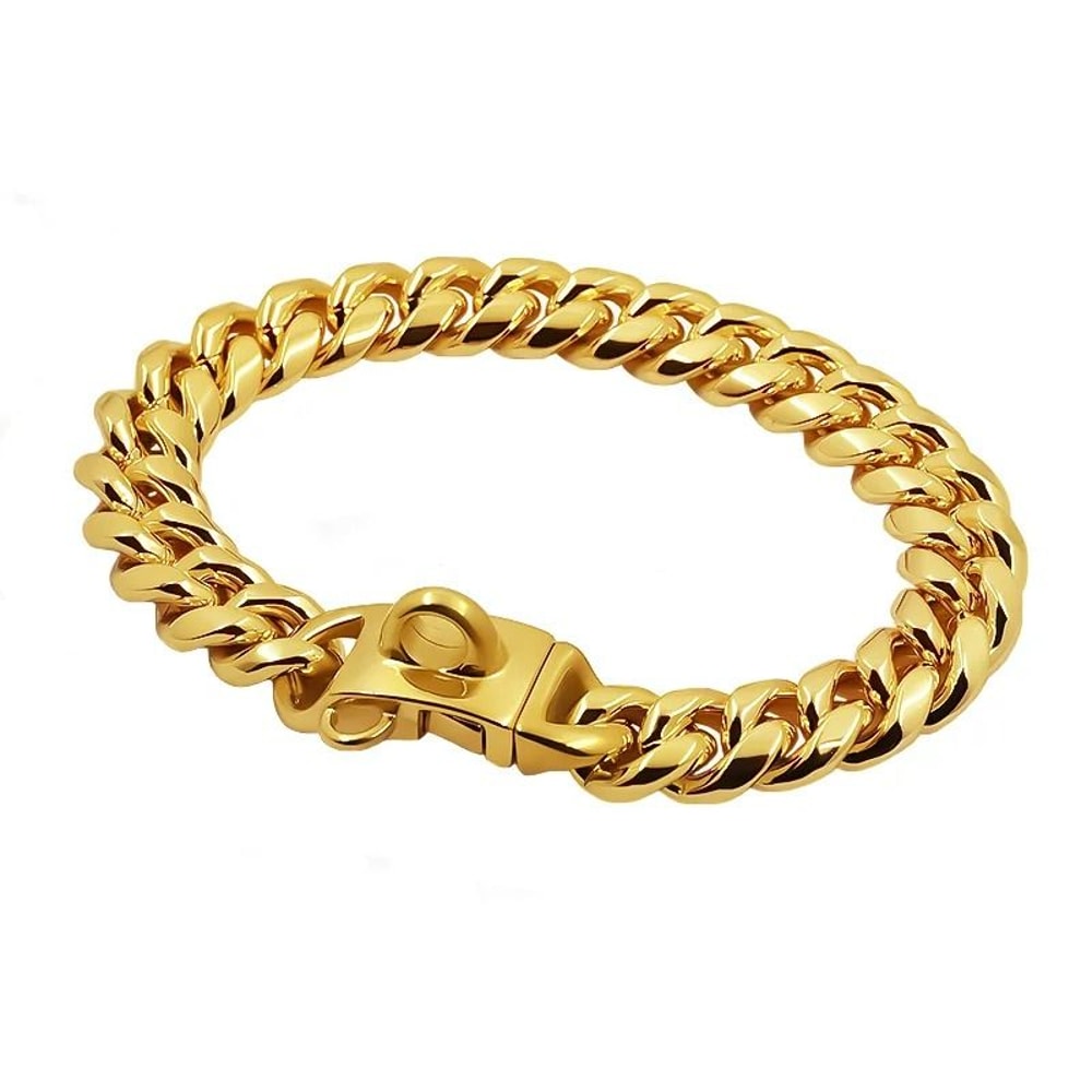 Luxury Gold Cuban Link Dog Collar 14mm HeavyDuty Stainless Steel Choker 3