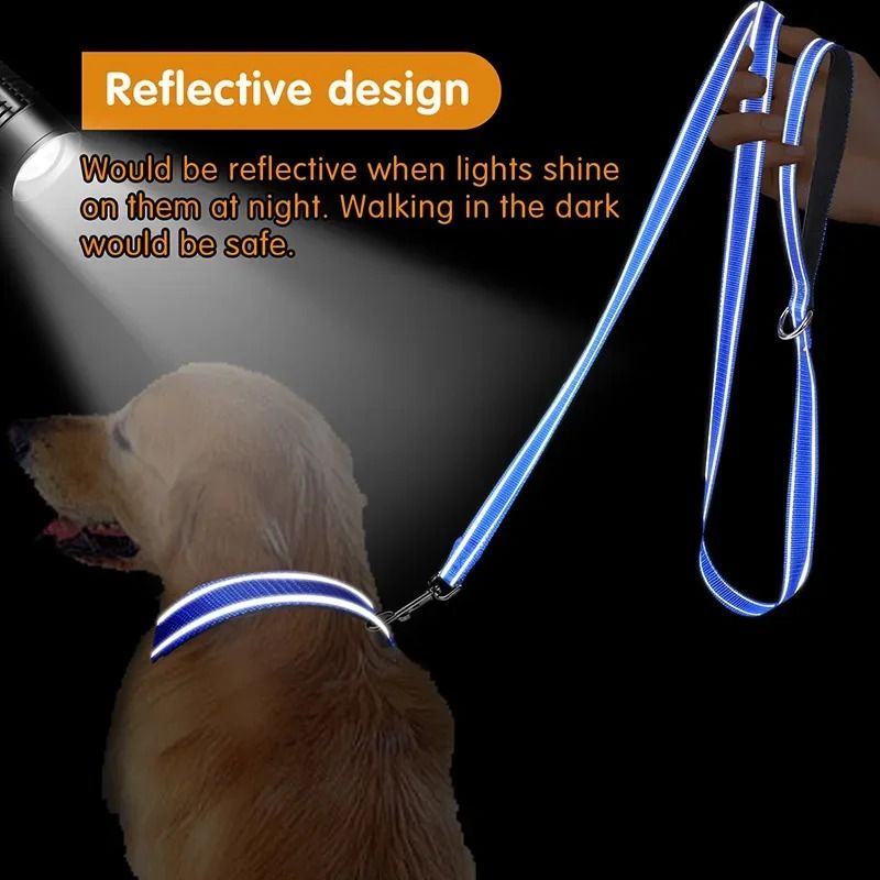 HighVisibility Reflective Dog Leash HeavyDuty Nylon Traction Strap For Night Safety 1
