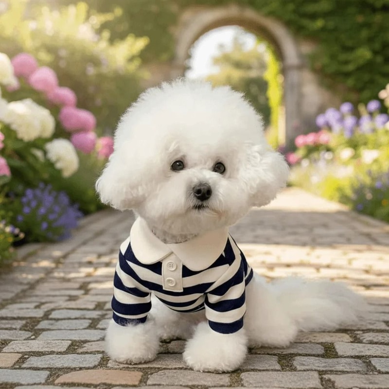 Fashion Striped Collared Dog Shirt Breathable Soft Cotton Summer Tee 3