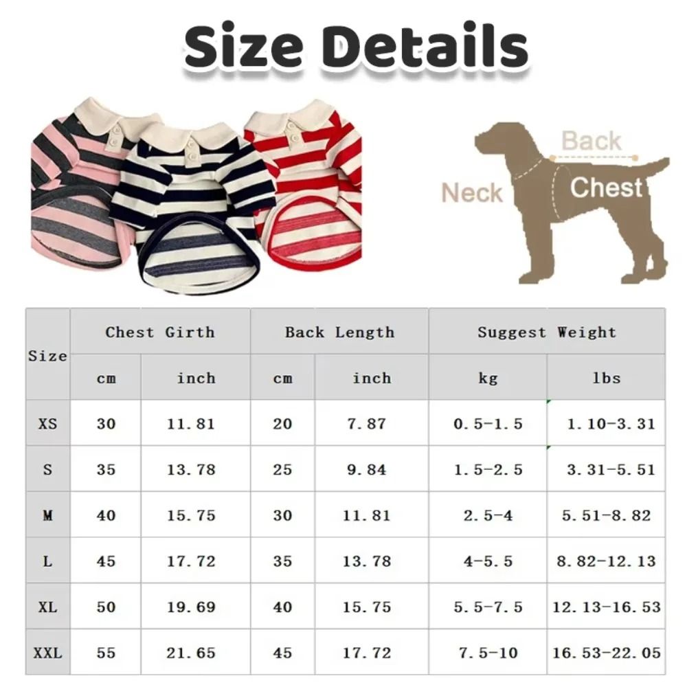 Fashion Striped Collared Dog Shirt Breathable Soft Cotton Summer Tee 5