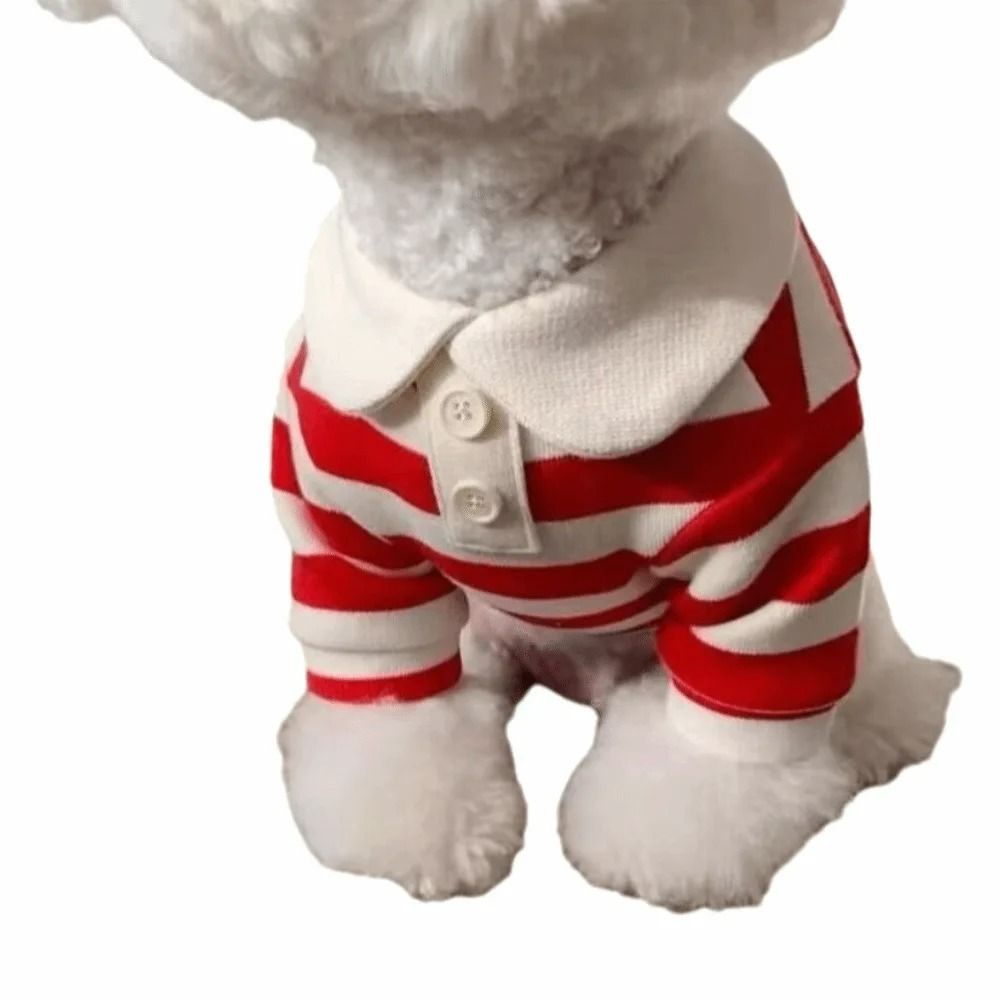 Fashion Striped Collared Dog Shirt Breathable Soft Cotton Summer Tee 6