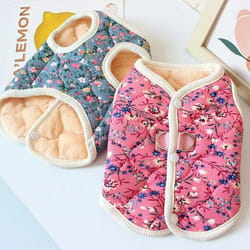 luxurious floral fleece pet vest – warm quilted winter coat for small dogs & cats