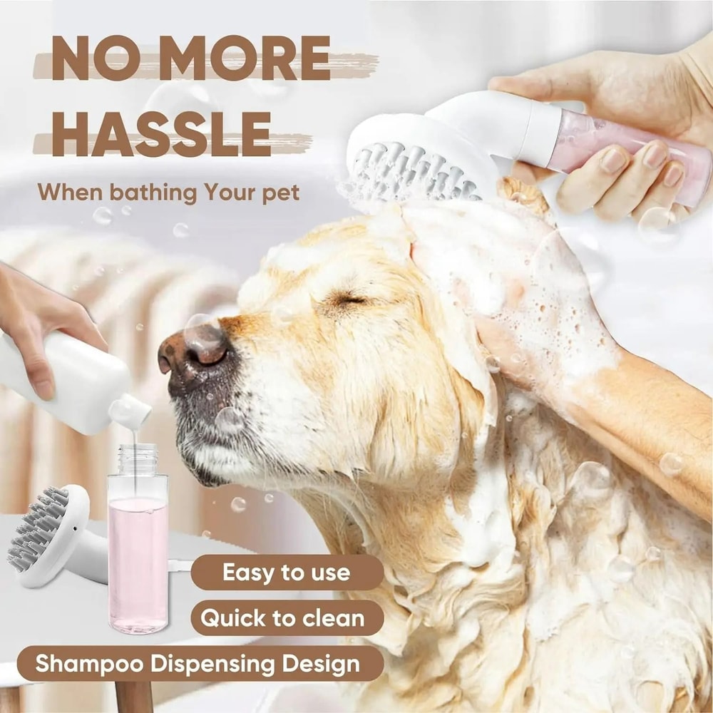 3in1 Silicone Pet Bath Brush Professional Grooming Washing Massage Soap Dispenser 2