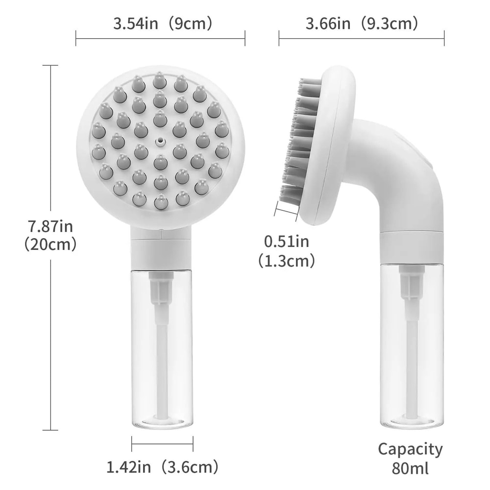 3in1 Silicone Pet Bath Brush Professional Grooming Washing Massage Soap Dispenser 7