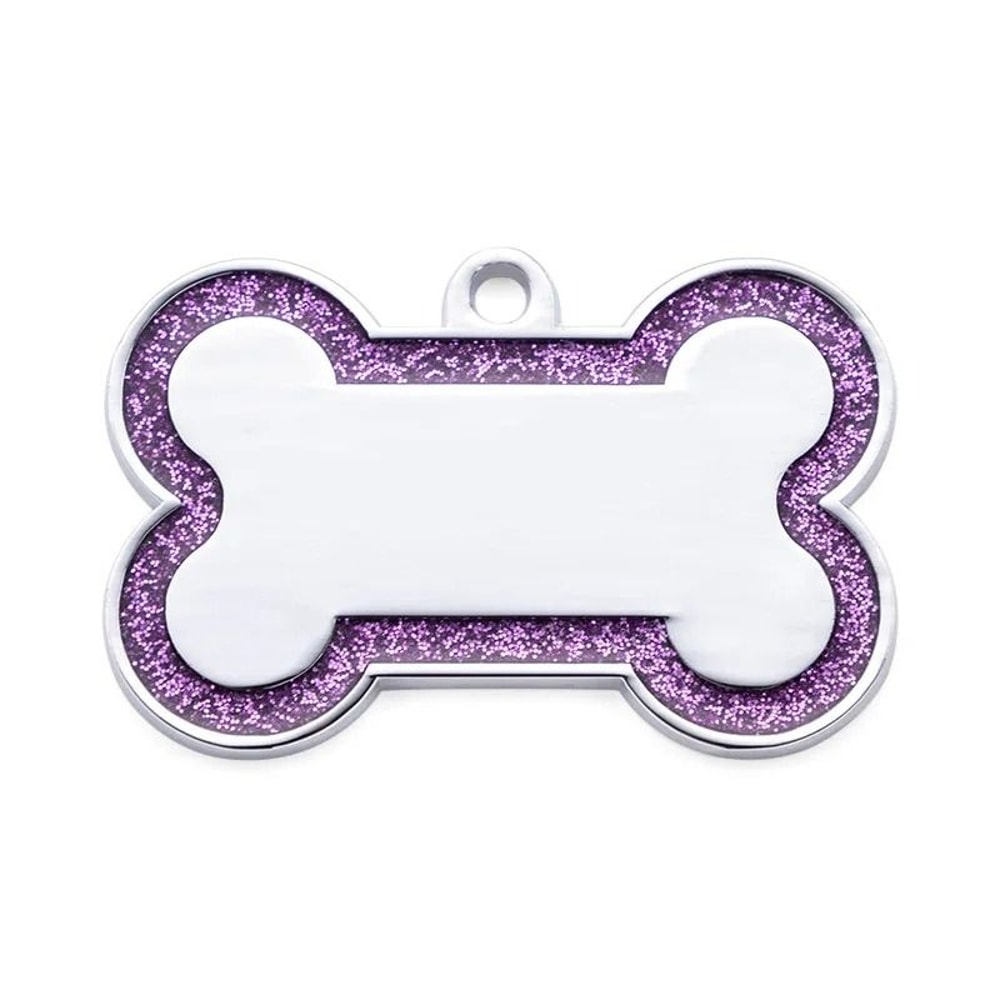 Custom DoubleSided Glitter Pet ID Tag Personalized AntiLost Bone Pendant For Dogs Cats 11