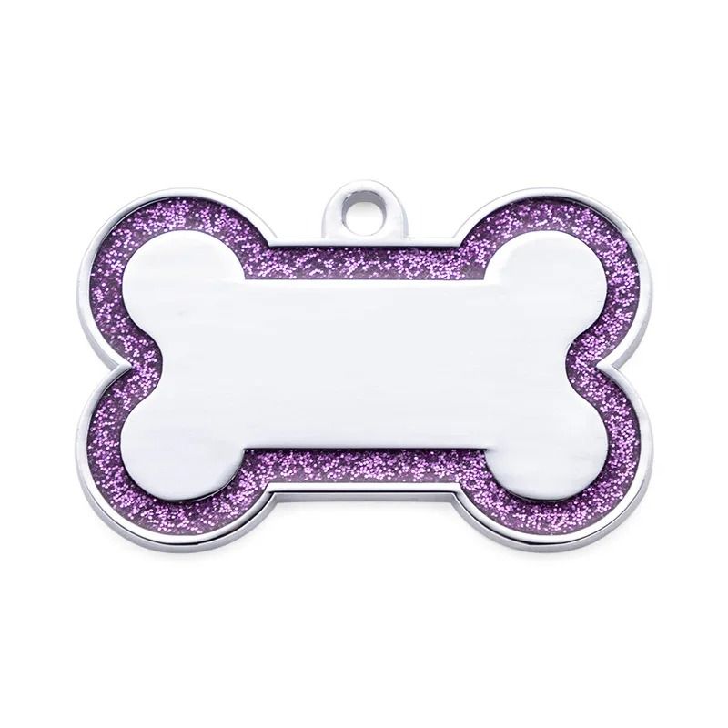 Custom DoubleSided Glitter Pet ID Tag Personalized AntiLost Bone Pendant For Dogs Cats 11