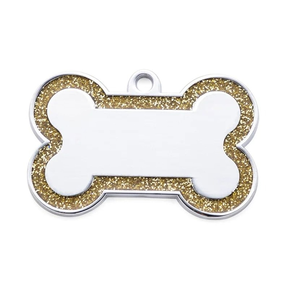 Custom DoubleSided Glitter Pet ID Tag Personalized AntiLost Bone Pendant For Dogs Cats 12