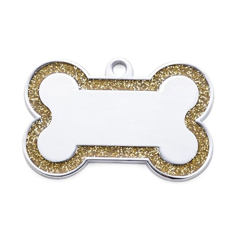 Custom DoubleSided Glitter Pet ID Tag Personalized AntiLost Bone Pendant For Dogs Cats 12