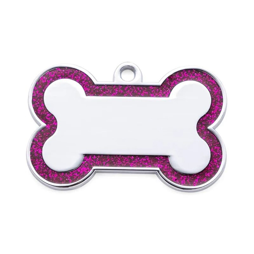 Custom DoubleSided Glitter Pet ID Tag Personalized AntiLost Bone Pendant For Dogs Cats 13