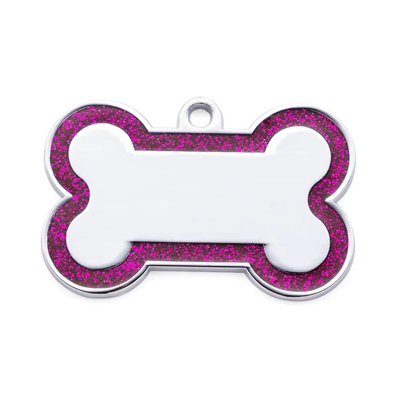 Custom DoubleSided Glitter Pet ID Tag Personalized AntiLost Bone Pendant For Dogs Cats 13