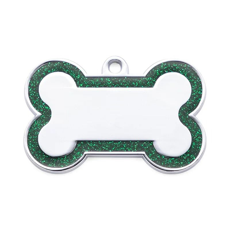 Custom DoubleSided Glitter Pet ID Tag Personalized AntiLost Bone Pendant For Dogs Cats 7