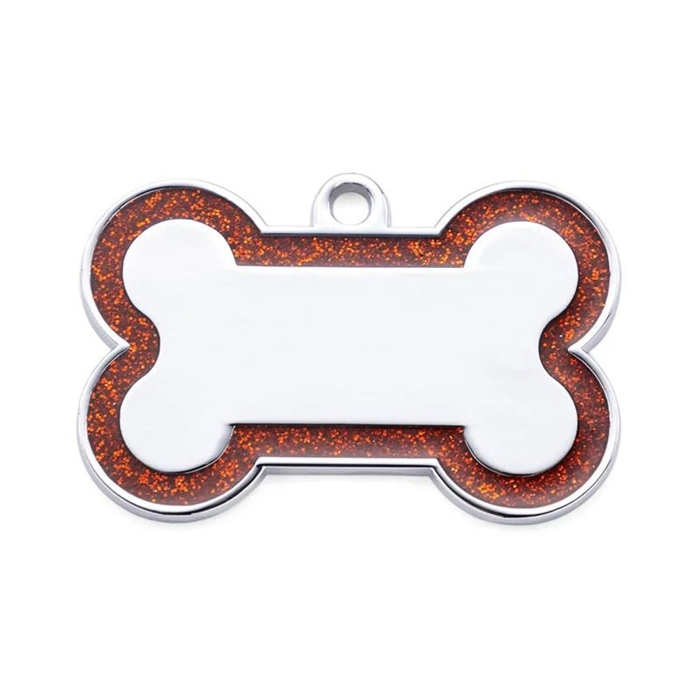 Custom DoubleSided Glitter Pet ID Tag Personalized AntiLost Bone Pendant For Dogs Cats 8