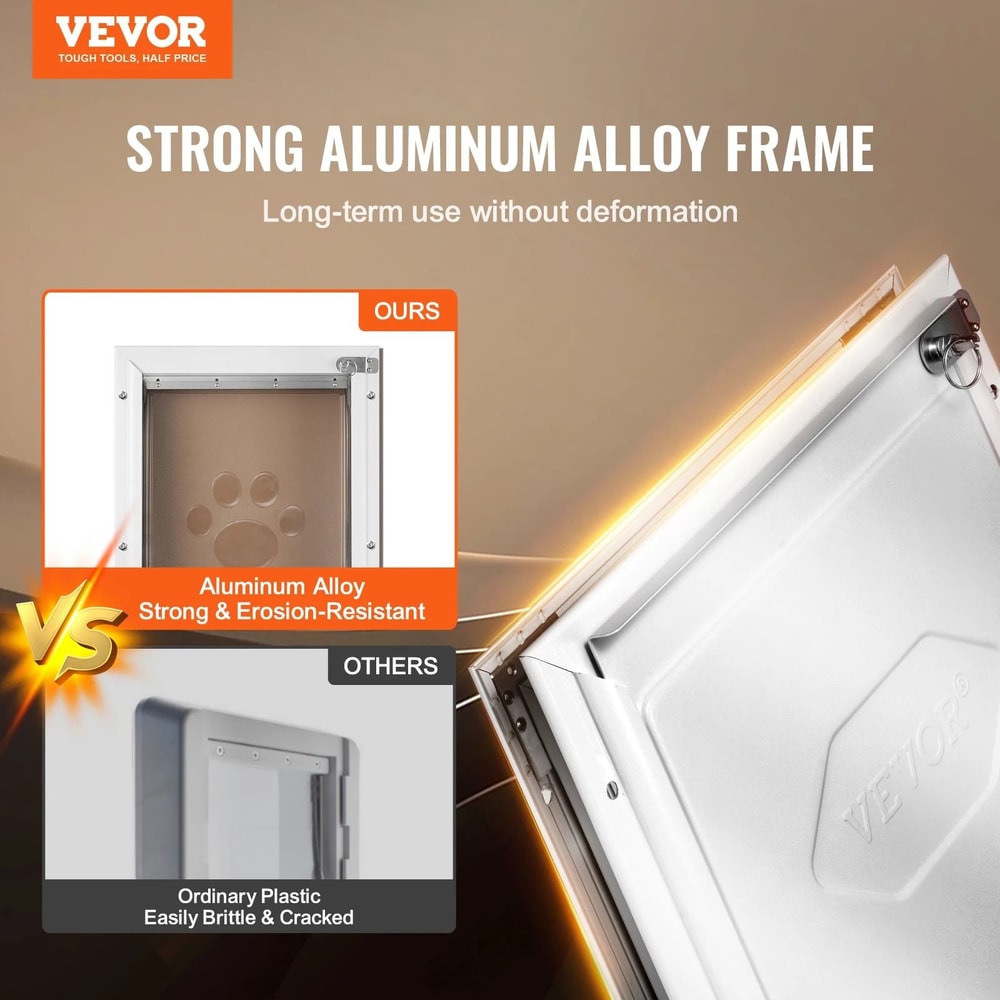 Aluminum Pet Door Weatherproof Flap System With Locking Security Panel 1
