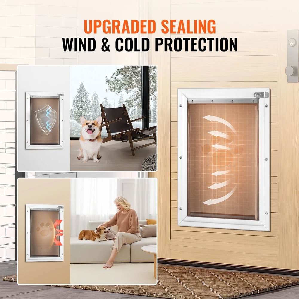 Aluminum Pet Door Weatherproof Flap System With Locking Security Panel 2