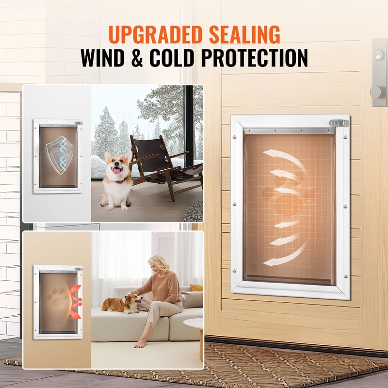 Aluminum Pet Door Weatherproof Flap System With Locking Security Panel 2