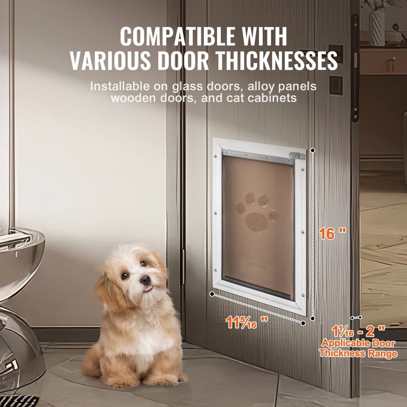Aluminum Pet Door Weatherproof Flap System With Locking Security Panel 3