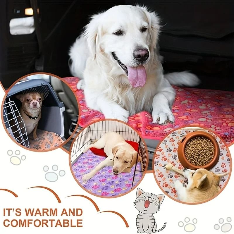 UltraSoft Flannel Pet Blanket Cozy PawPrint Fleece Mat For Dogs Cats 2