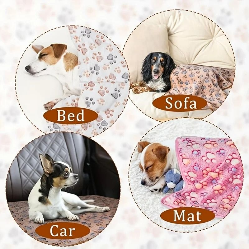 UltraSoft Flannel Pet Blanket Cozy PawPrint Fleece Mat For Dogs Cats 3