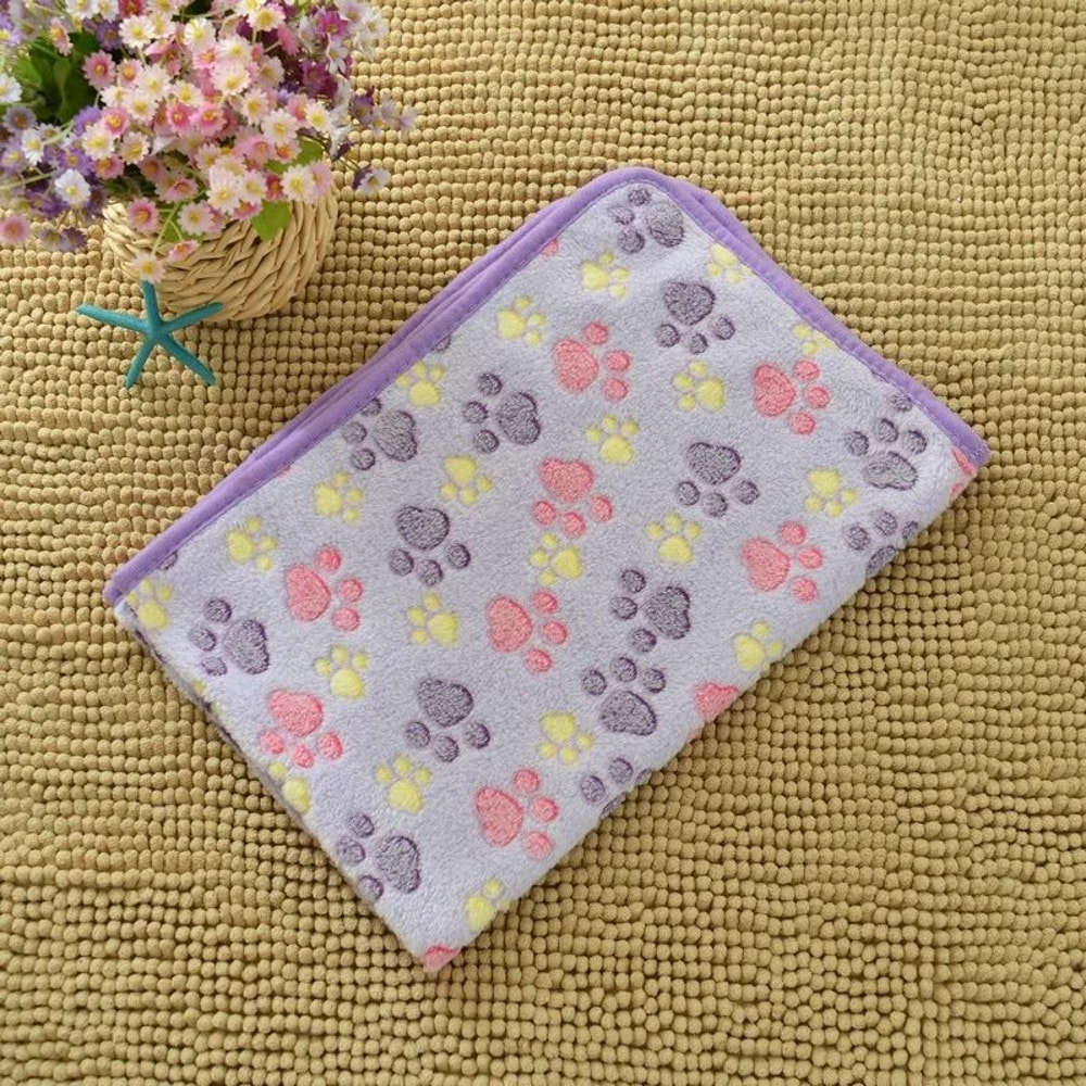 UltraSoft Flannel Pet Blanket Cozy PawPrint Fleece Mat For Dogs Cats 9