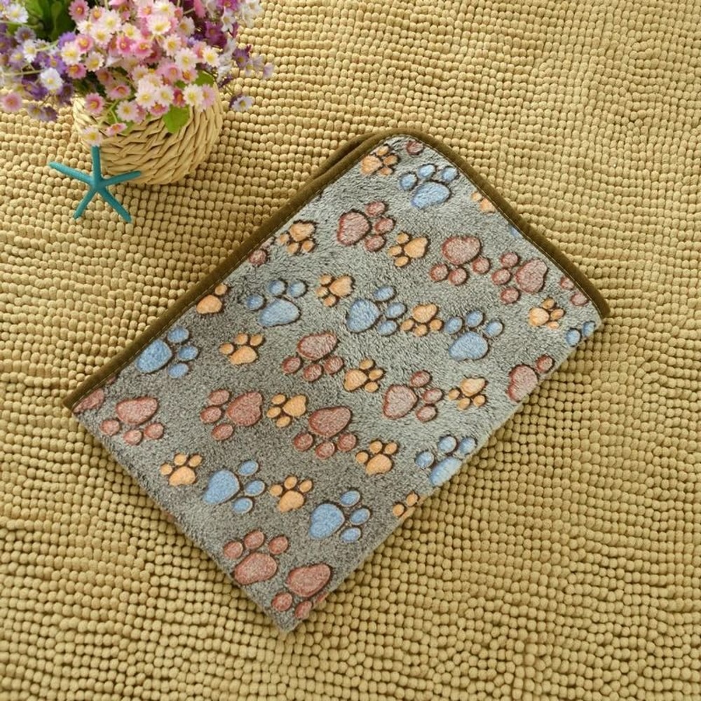 UltraSoft Flannel Pet Blanket Cozy PawPrint Fleece Mat For Dogs Cats 10