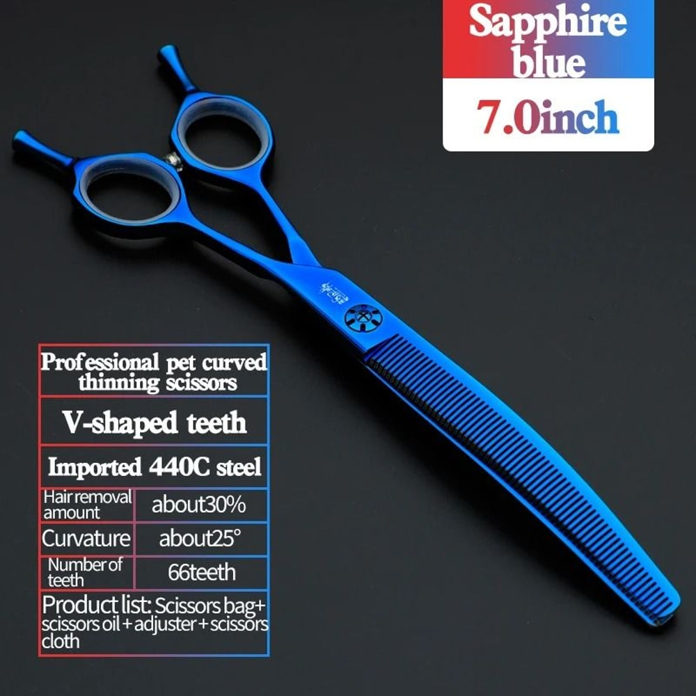 Professional JP440C 7Inch Pet Grooming Shears HighPerformance Curved Fishbone Thinning Scissors 10