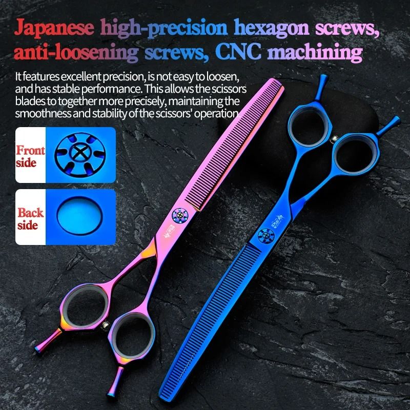 Professional JP440C 7Inch Pet Grooming Shears HighPerformance Curved Fishbone Thinning Scissors 3
