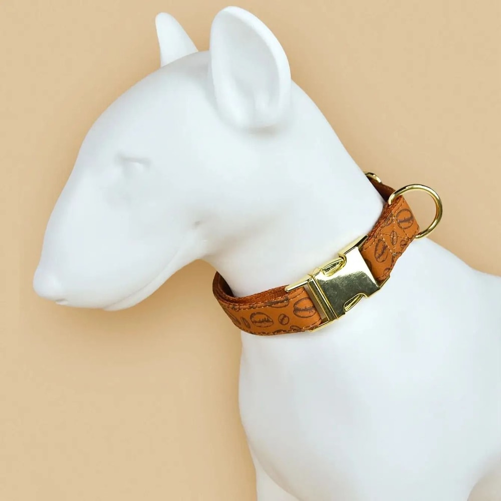 Patterned Pet Collar Adjustable DoubleSided Print With GoldTone Metal Buckle 2