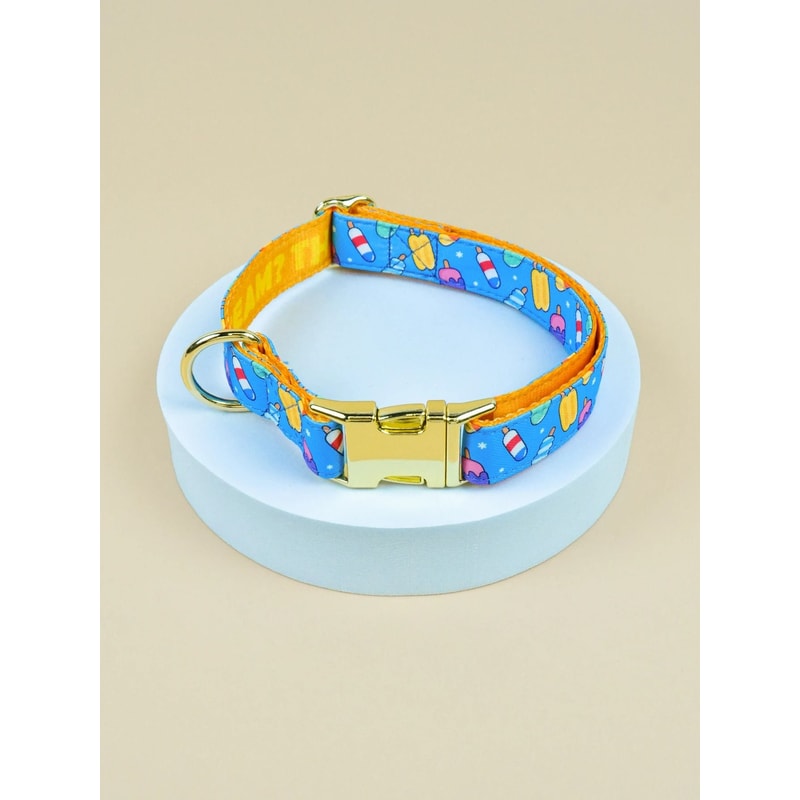 Patterned Pet Collar Adjustable DoubleSided Print With GoldTone Metal Buckle 9